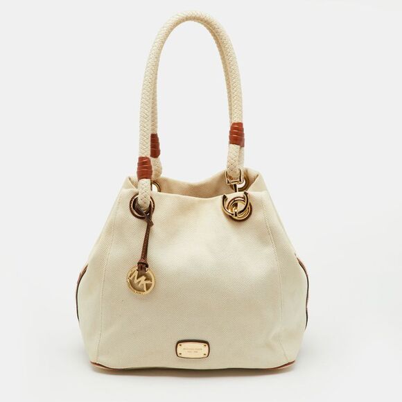 Michael Kors Off White Canvas Marina Anchor Rope Tote